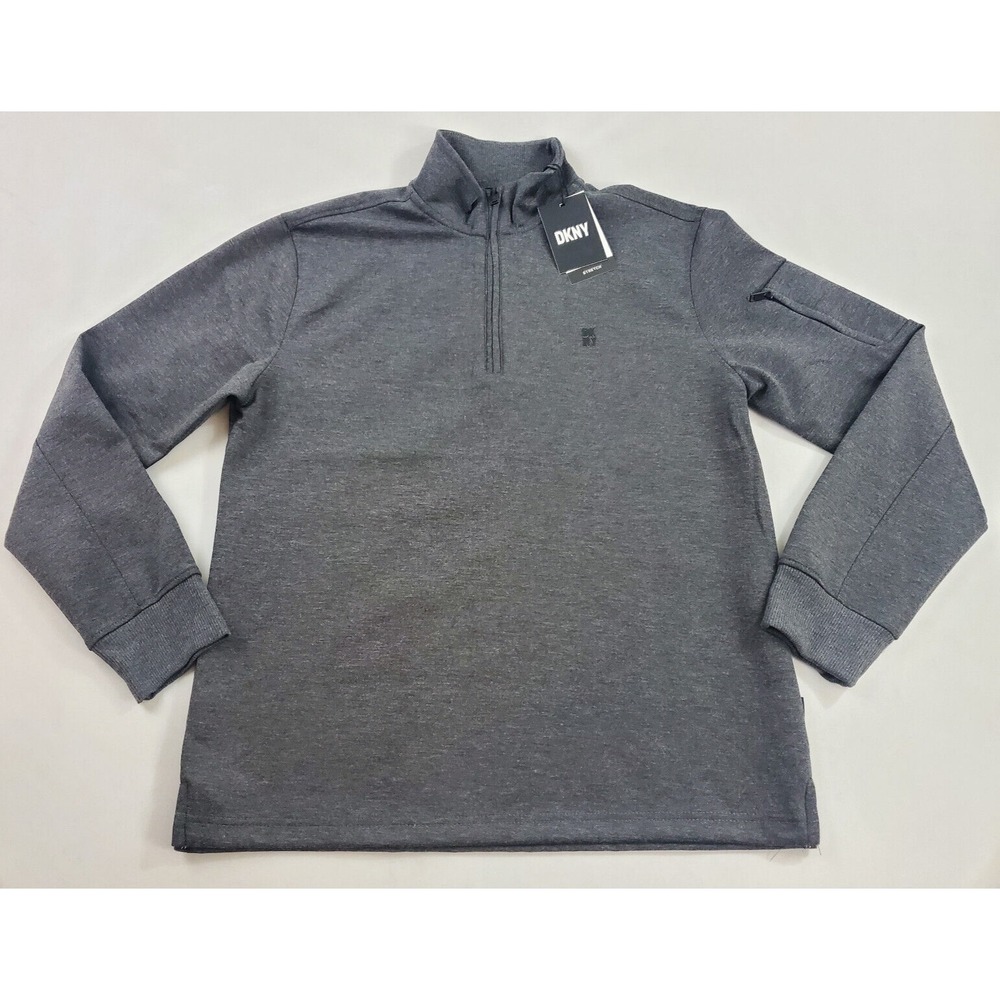 DKNY Mens Sweatshirt DK43LK1301 Stretch Charcoal Heather Quarter Zip Size M
